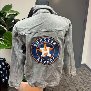 Astros Logo Grey Denim Jacket